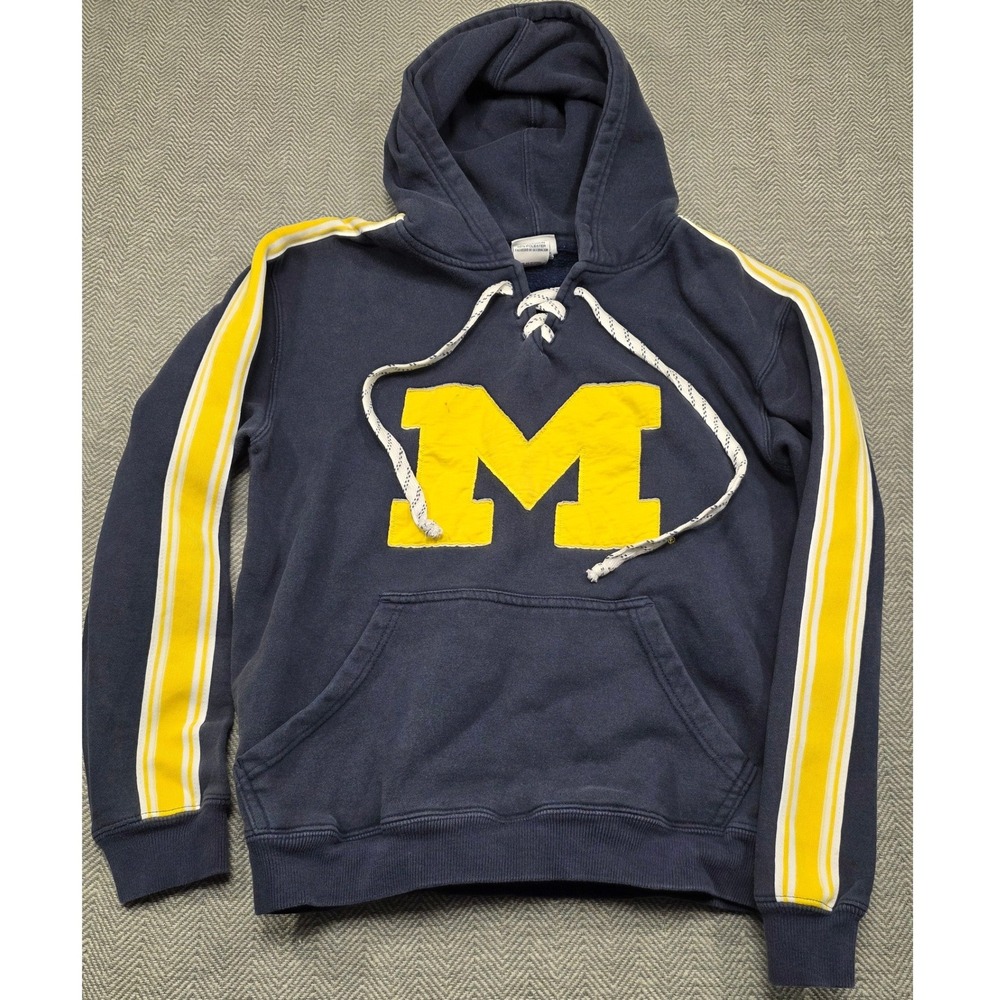 Pro Edge Michigan Wolverines Hoodie‎ Mens Medium Navy Blue Lace Up Pullover M